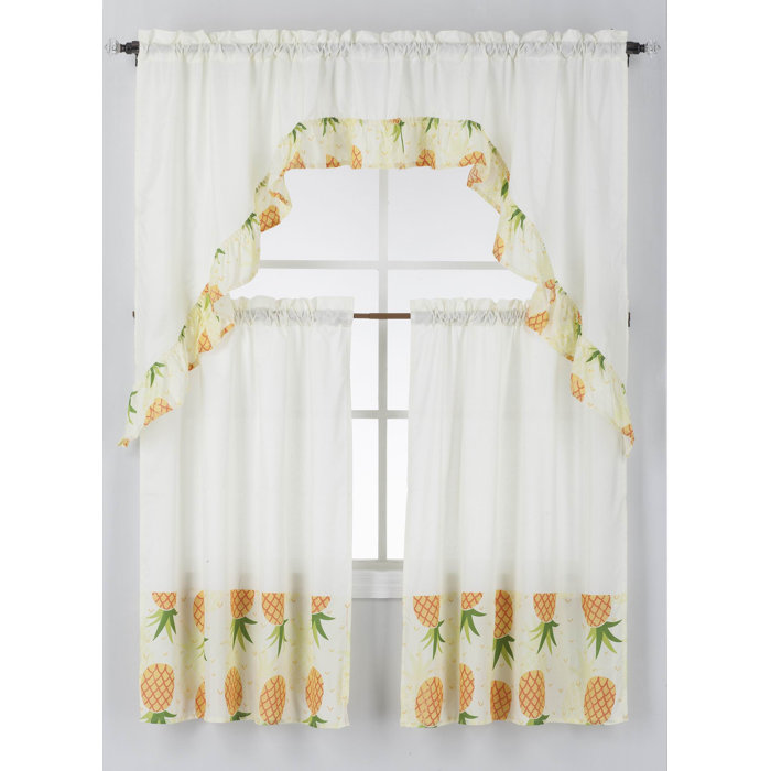 Bay Isle Home Charlottesville Pineapple Swag 60'' W Kitchen Curtain in Wayfair